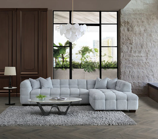 The Luna Right Hand Corner Sofa in Pearl Boucle