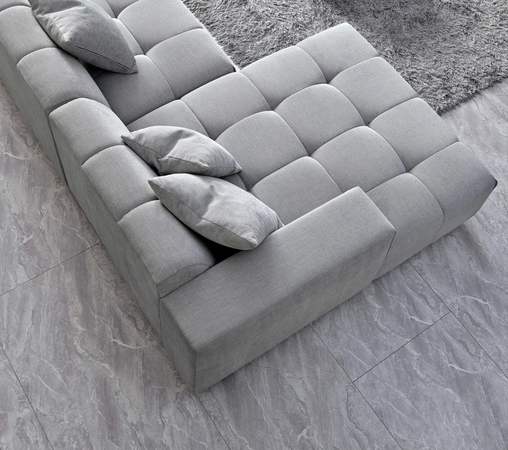 The Arlo Left Hand Corner Group in Cloudy Grey Boucle