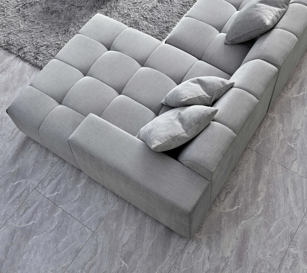 The Arlo Right Hand Corner Group in Cloudy Grey Boucle