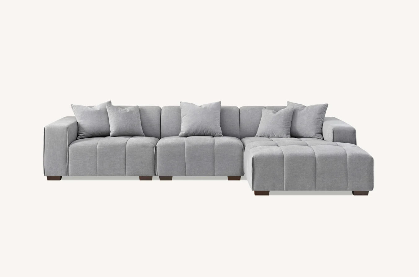 The Arlo Right Hand Corner Group in Cloudy Grey Boucle