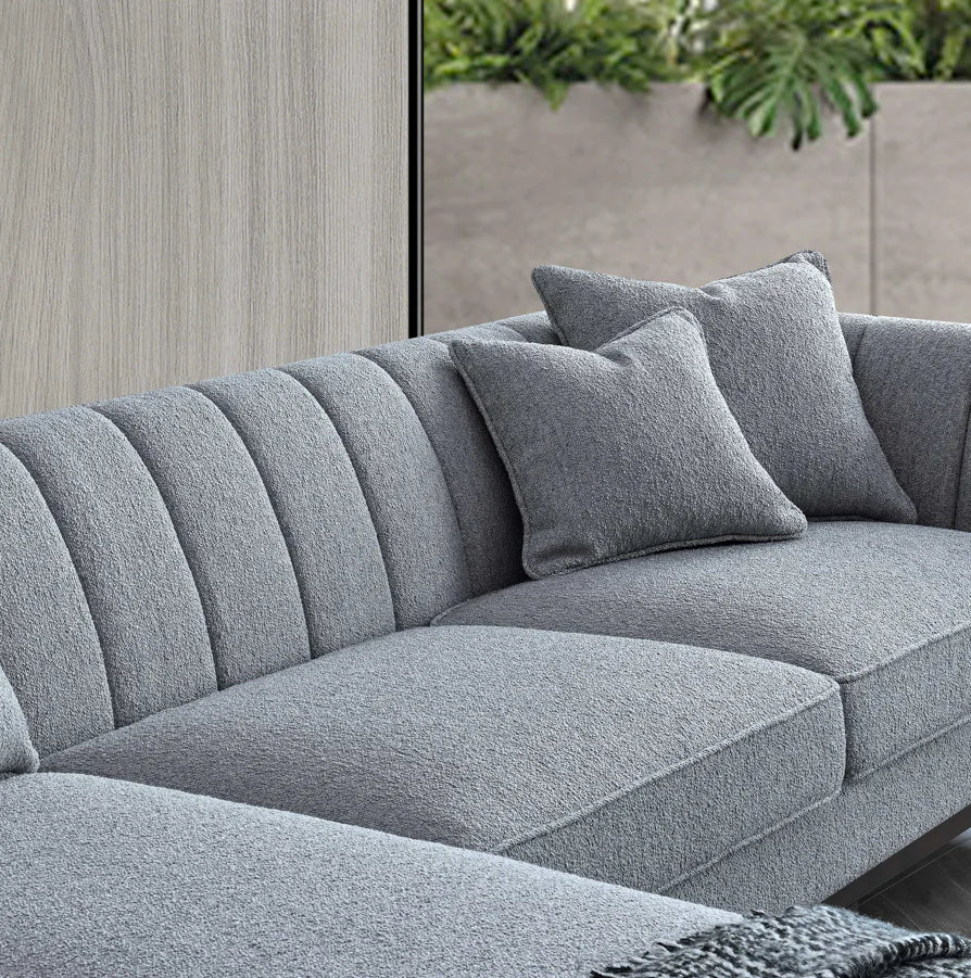 The Isla Left Hand Corner Sofa in Dolphin Boucle