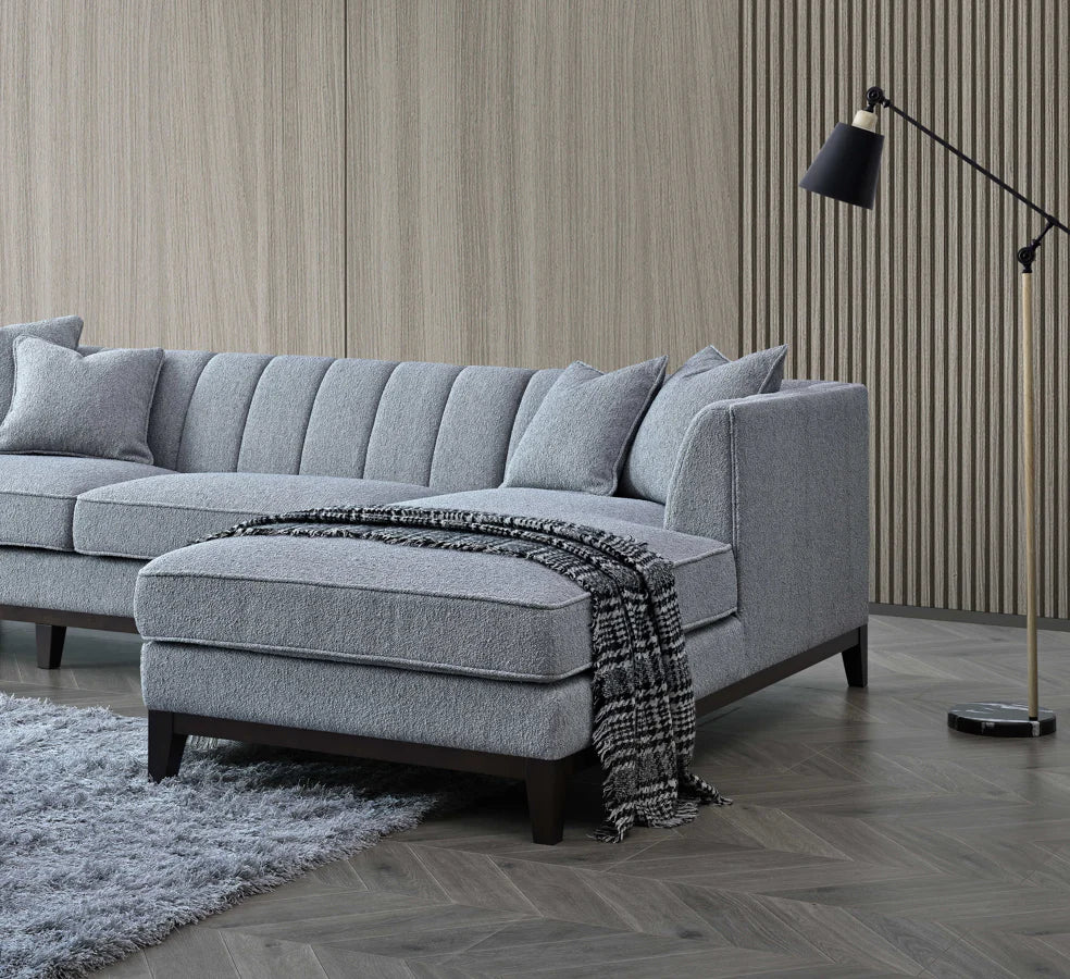 The Isla Right Hand Corner Sofa in Dolphin Boucle