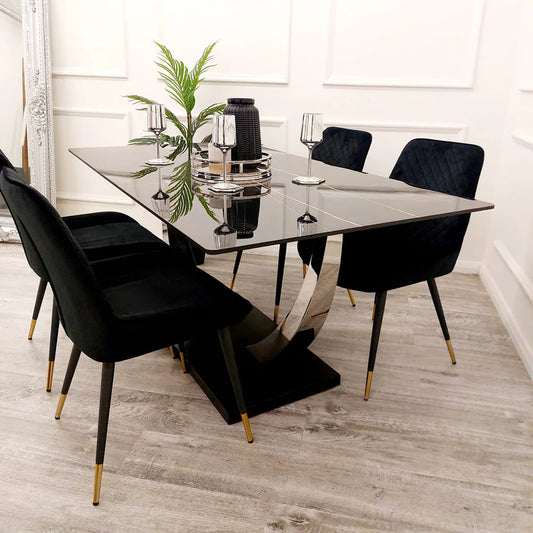 The Zephyr with 4 Black Brielle Chairs