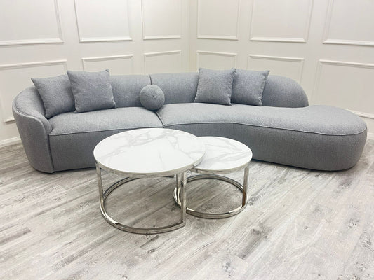 The Selani Sofa in Grey Boucle